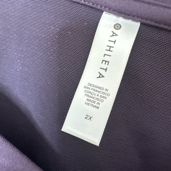 Athleta Shanti Lace Purple Crop Long Sleeve Breathe Wicking Shirt Top Sz 2X - Picture 3 of 13